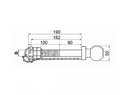 <img src="ball-towing-pin-image.jpg" alt="Ball Towing Pin Ø25x190mm - Agricultural Spare Part">
