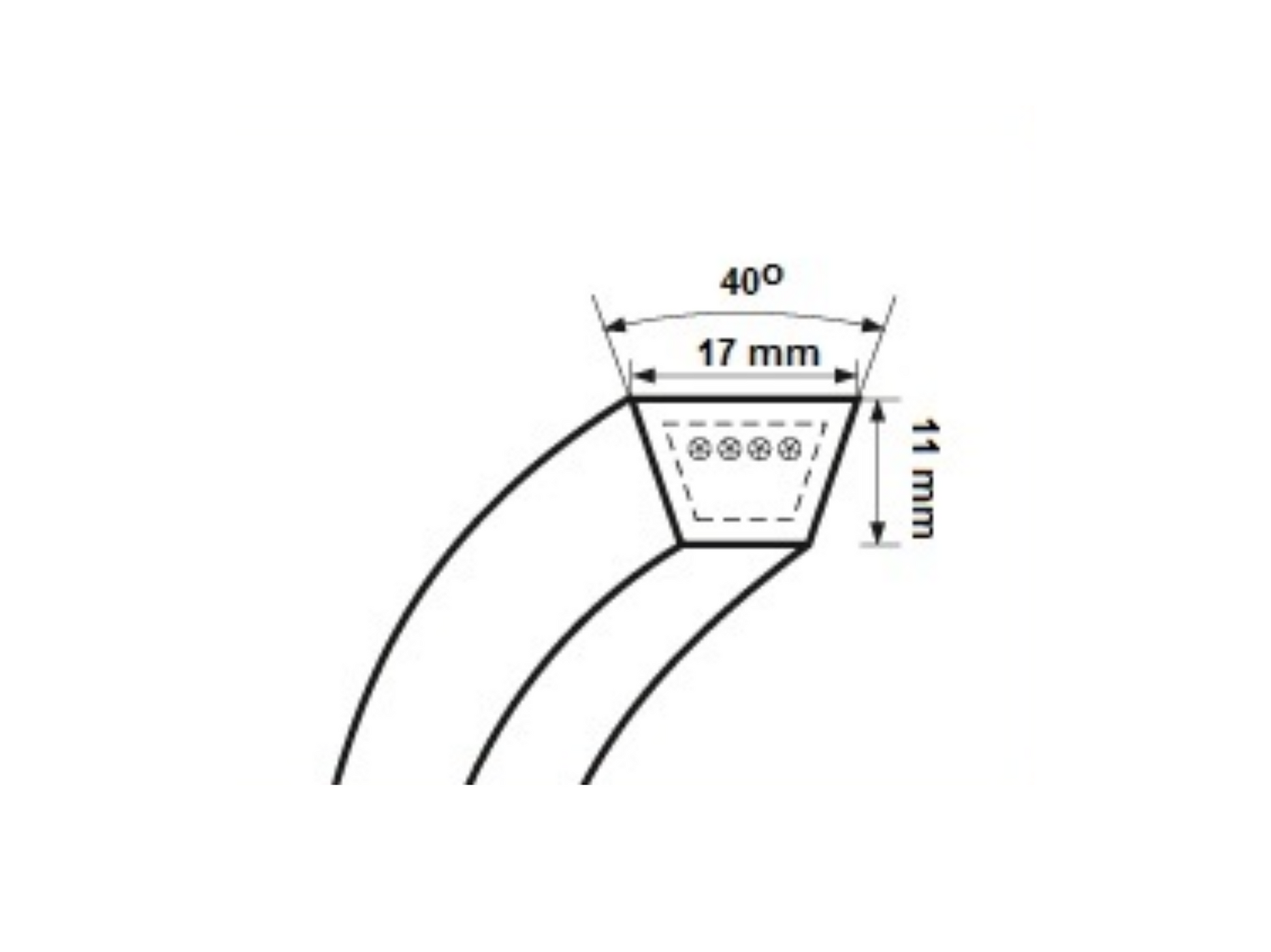 Belt B/H-1565 by Stomil, durable and oil-resistant. Dimensions: 17 mm width, 12 mm height.